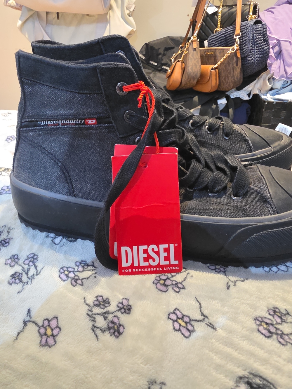 Diesel Men’s Black High-Top Canvas Sneakers